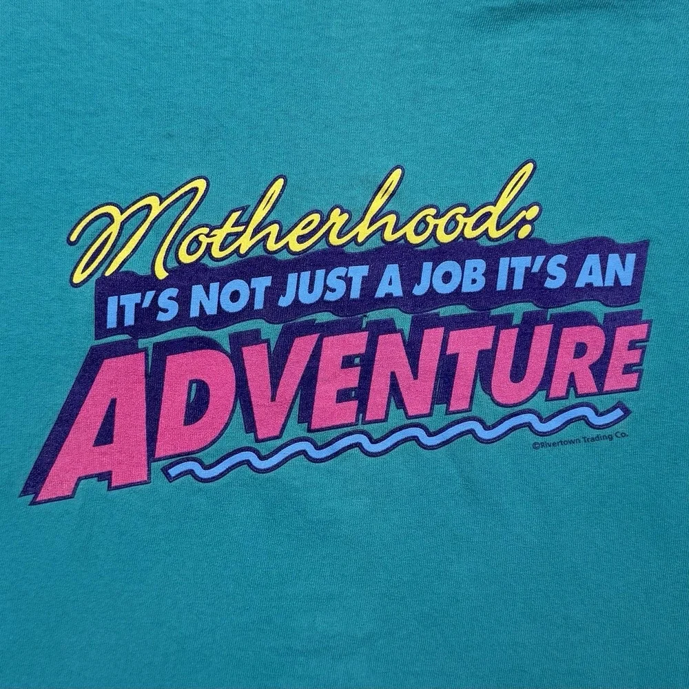 VTG Motherhood Adventure T Shirt XL USA 90s‎ Graphic Retro Mom Tee Momcore